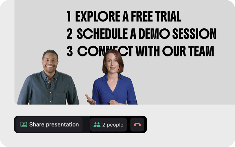 Two presenters showing content together