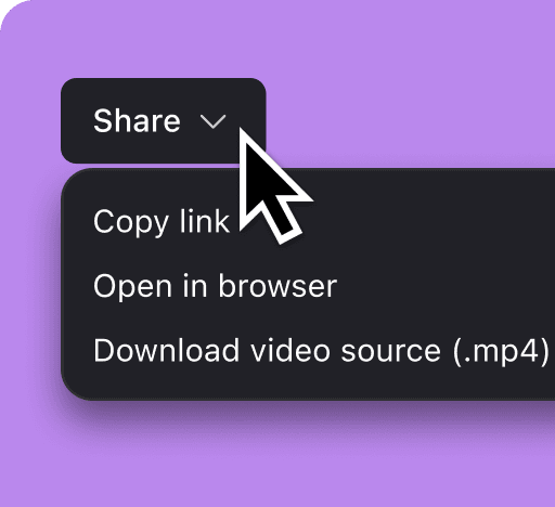 Share options: Copy link, open in browser and download video