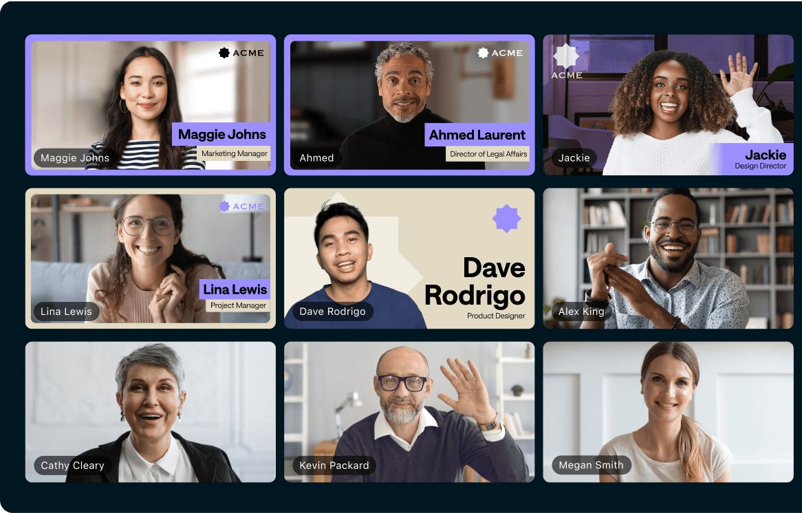 Zoom call's grid where some of people are using a company look
