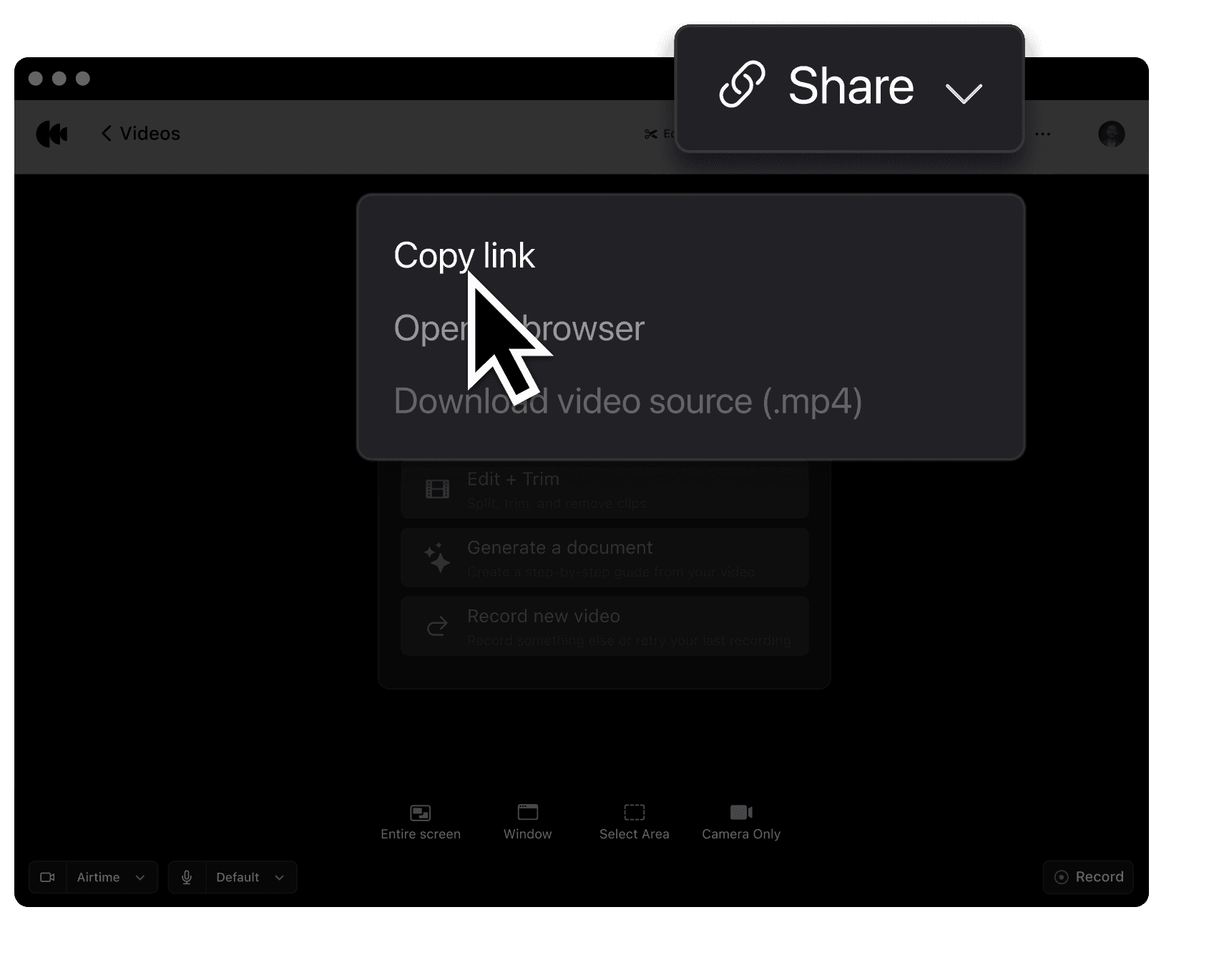 Sharing the recording by link
